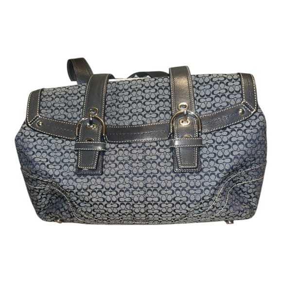 Coach Vintage Soho Blue Mini Signature C Flap Satchel Purse - Picture 3 of 11